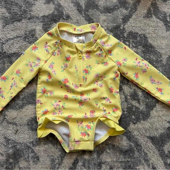OshKosh B'gosh Yellow and Pink Rashguard Swimwear size 3 months - Picture 1 of 3